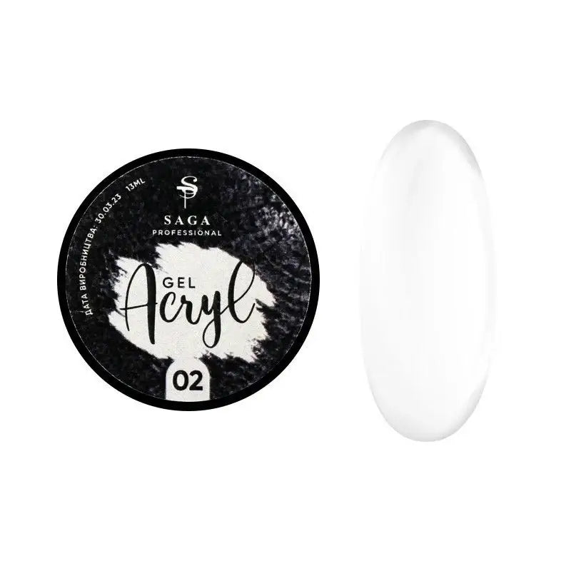 SAGA Acryl Gel No2 (13ml) White - All Pro Beauty