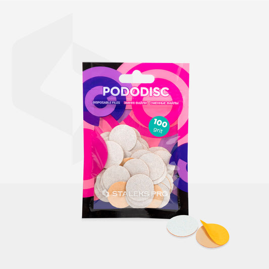 STALEKS Disposable white files for pedicure disc PODODISC M EXPERT 100 grit (50 pcs)
