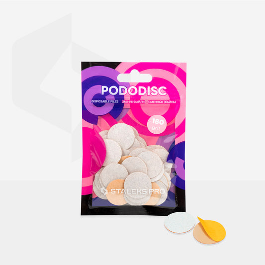 STALEKS Disposable white files for pedicure disc PODODISC M EXPERT 180 grit (50 pcs)