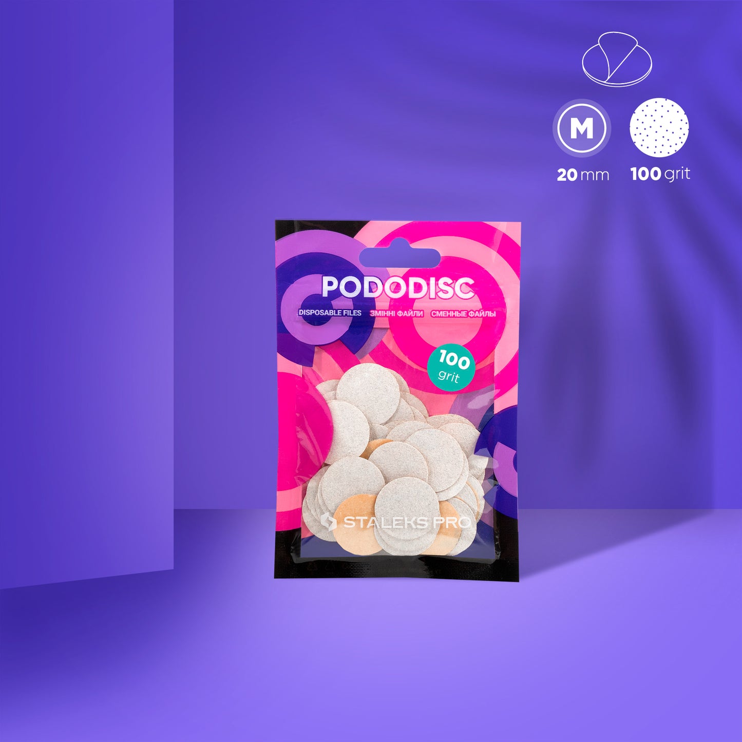 STALEKS Disposable white files  PODODISC M 50pcs (PDF-100,180,240,320)