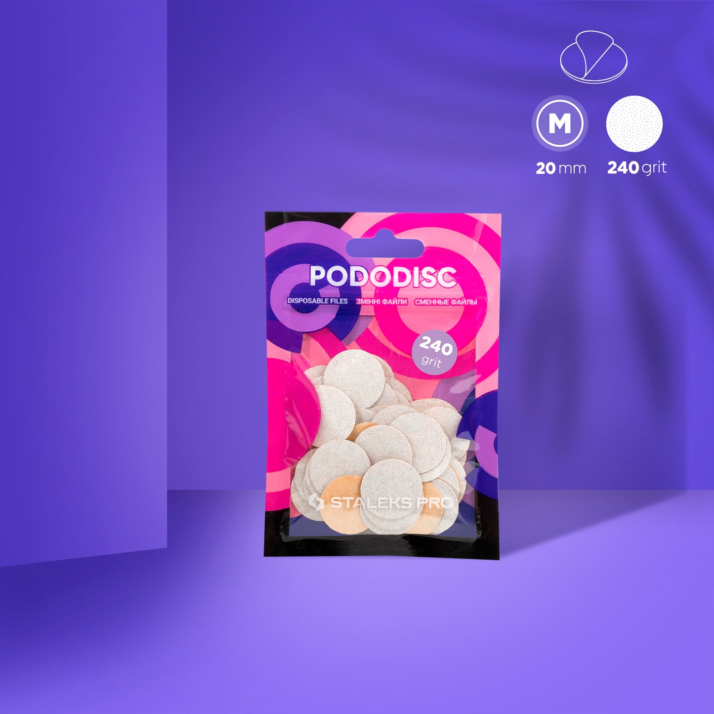 STALEKS Disposable white files  PODODISC M 50pcs (PDF-100,180,240,320)