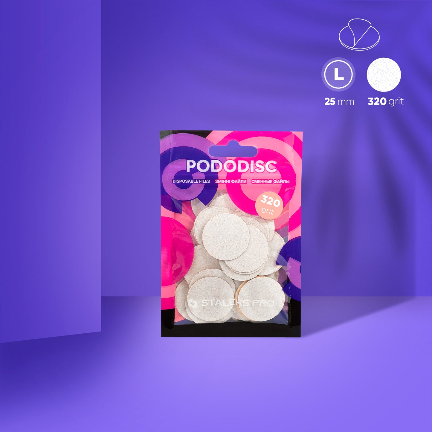 STALEKS Disposable white files  PODODISC L 50 pcs (PDF-80,100,180,240,320)