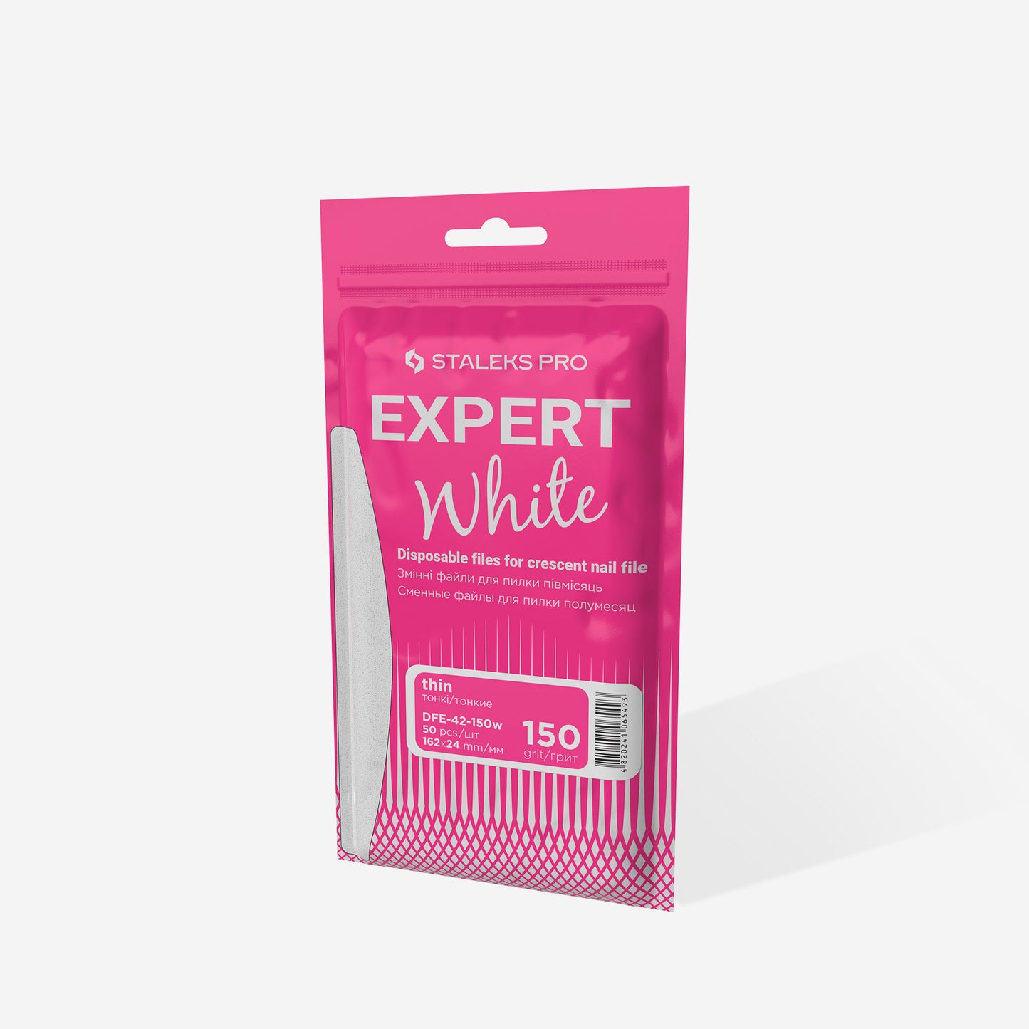 STALEKS Disposable white files for crescent nail file EXPERT 42 (DFE-150,180 grit)  50pcs
