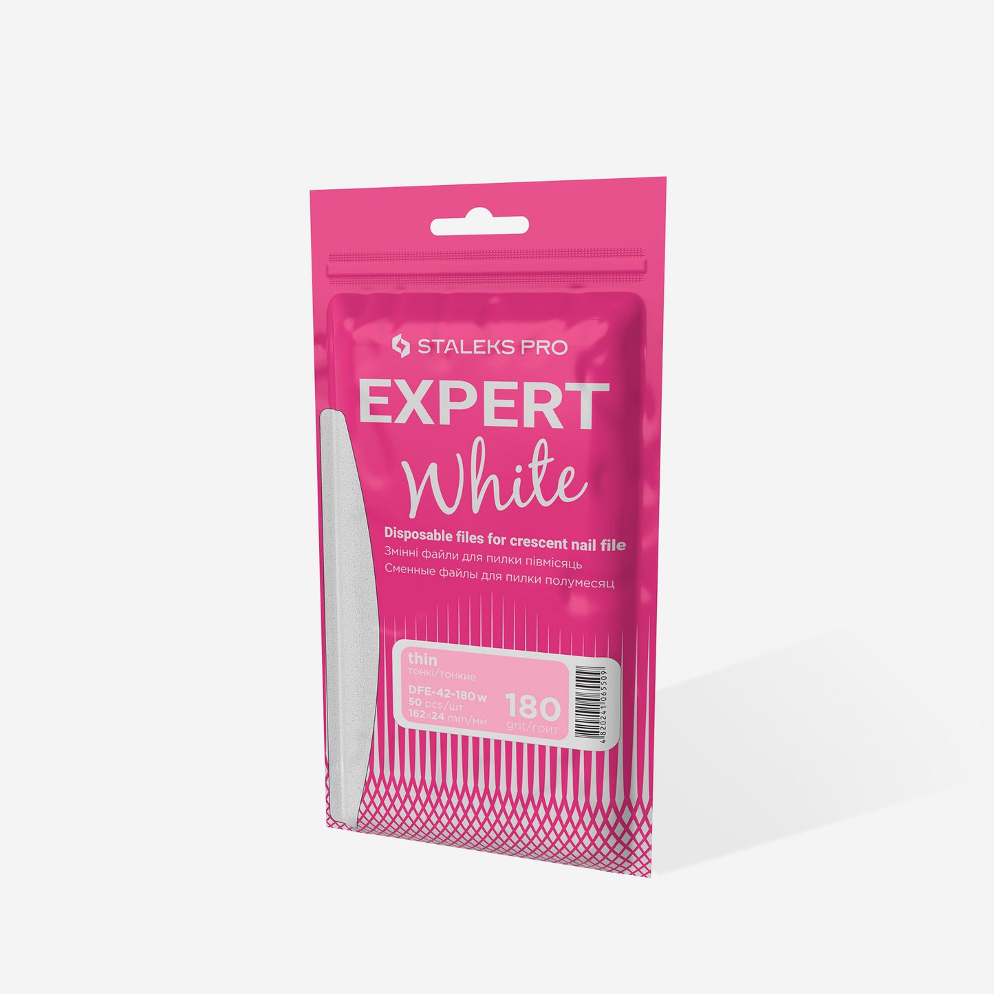 STALEKS Disposable white files for crescent nail file EXPERT 42 (DFE-150,180 grit)  50pcs