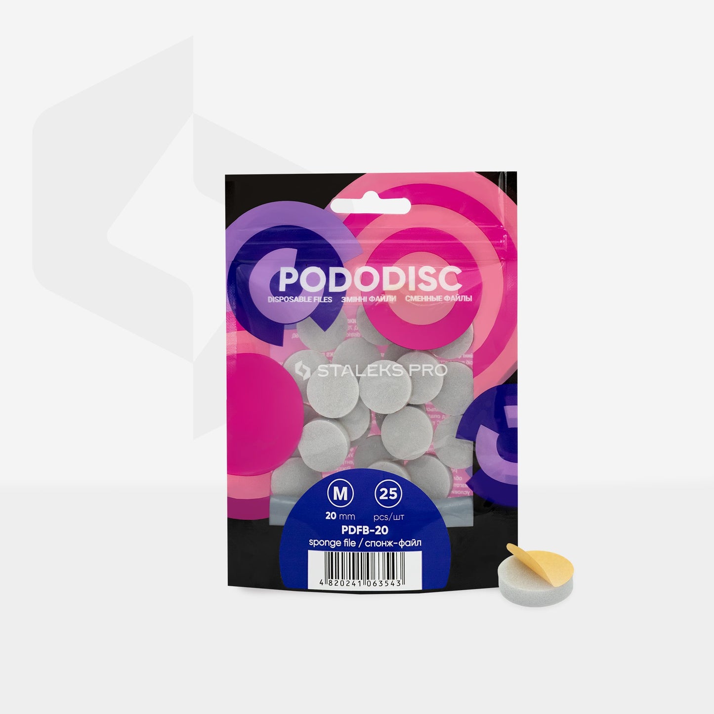 STALEKS Disposable files-sponges for pedicure disc PODODISC S-M-L (PDFB-15,20,25) 25 pcs