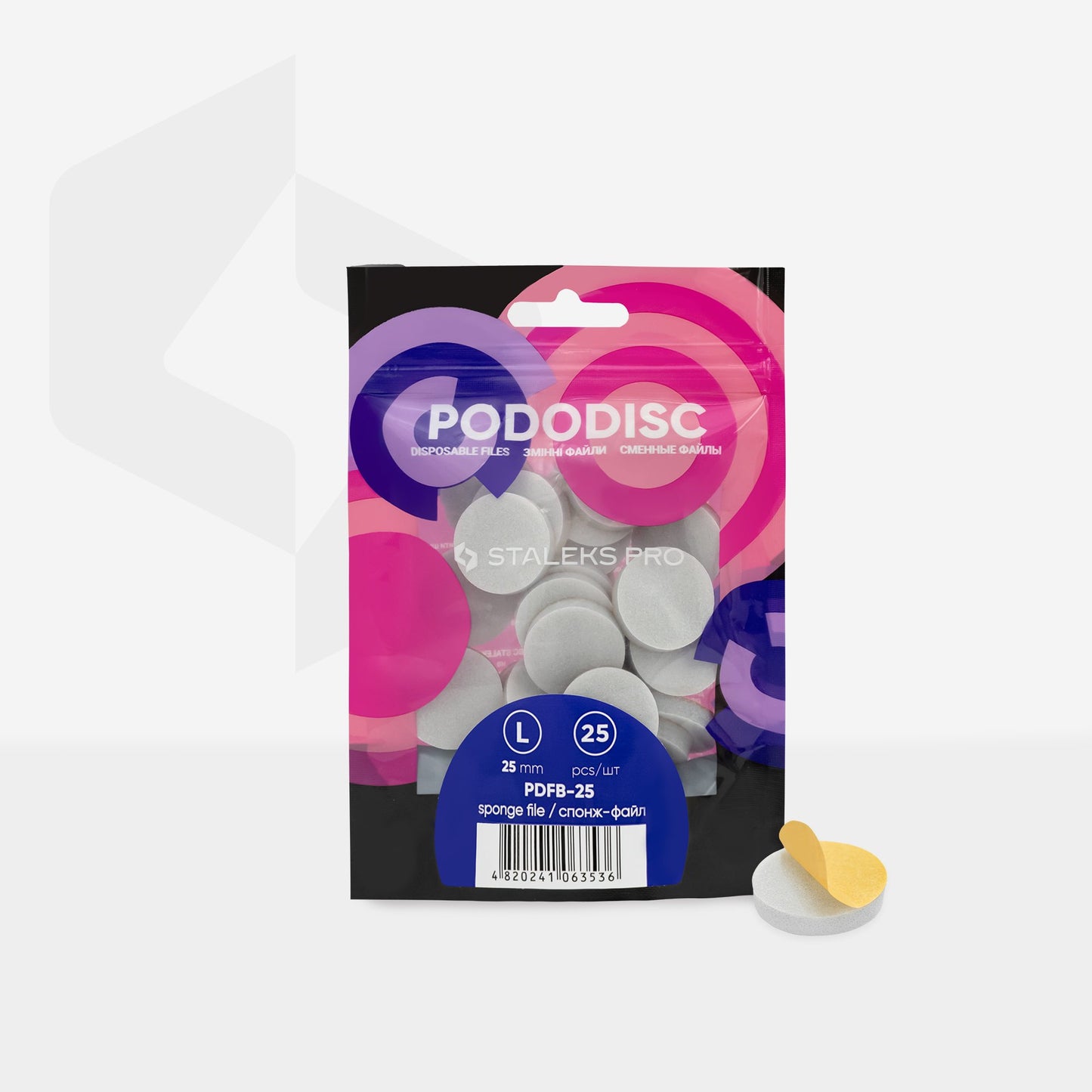 STALEKS Disposable files-sponges for pedicure disc PODODISC S-M-L (PDFB-15,20,25) 25 pcs